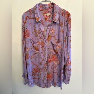 Pilcro Anthropologie Romy Floral Button-Down shirt 2X